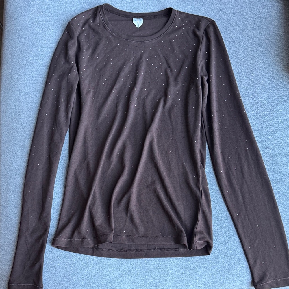 Arket Brown Embellished Long Sleeve Top